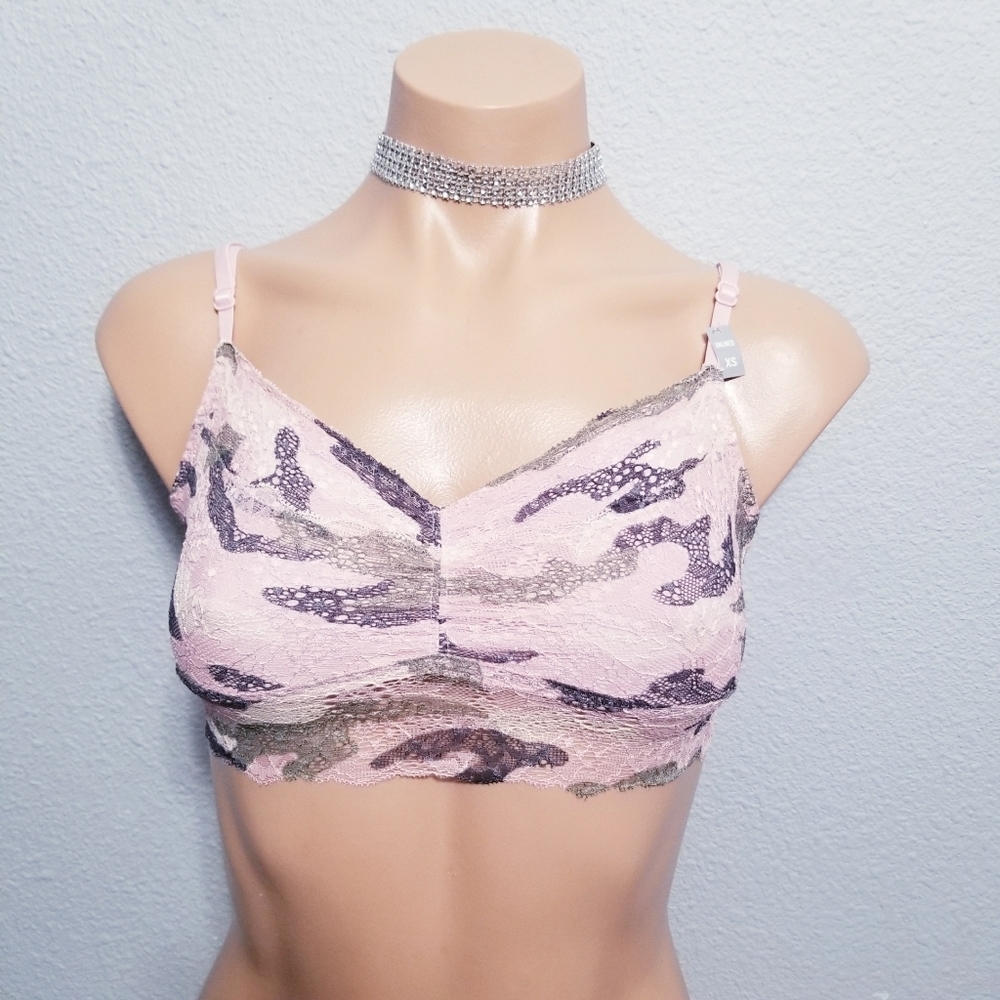 NEW PINK Victoria's Secret unlined lace bralette bra XS